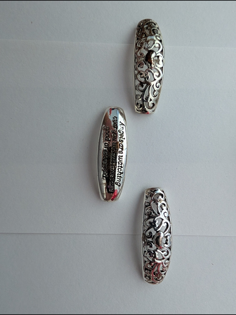 Silver Filigree Tube Beads - Set of 3